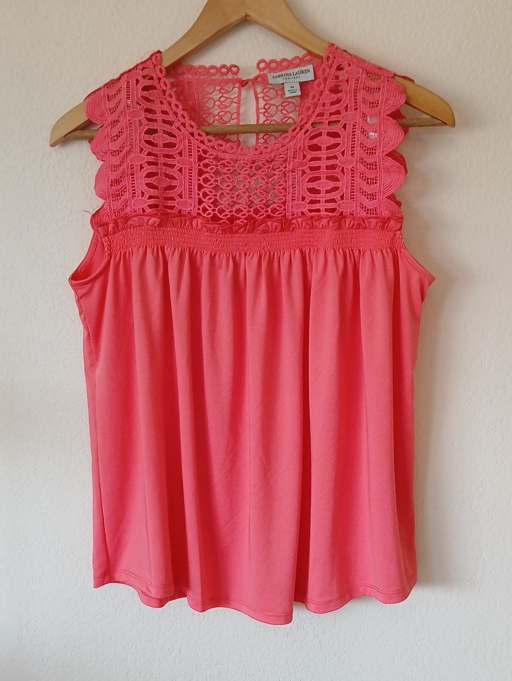 Sabrina Lauren Sleeveless Coral Crochet Top Blouse